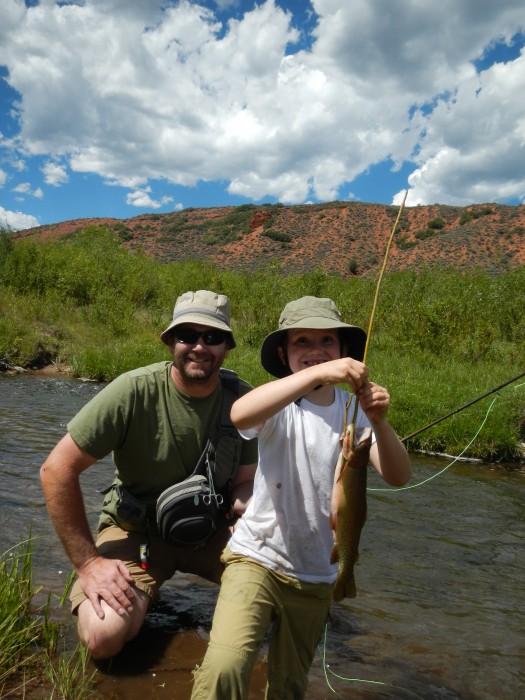 Jason caught all the fish at Duchesne, this one a nice cutthroat trout. Steven handled the landing net