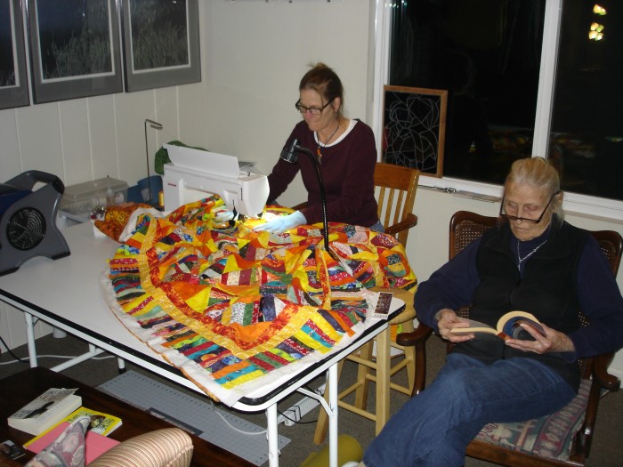 Quilting and reading.