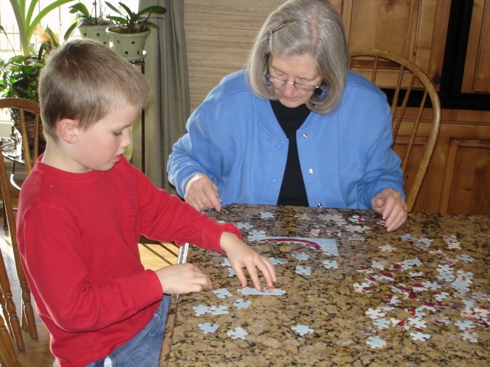 Gramma and Steven did a puzzle.