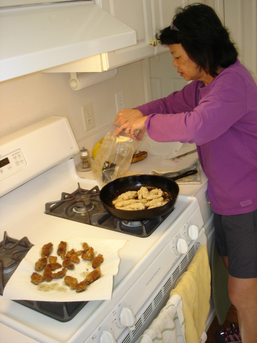 Carrie cooked up the mushrooms the next day.