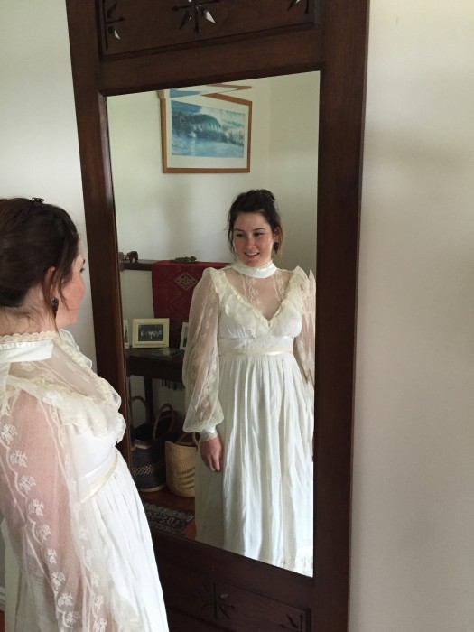 Katie tried on a few wedding dresses, including mum's!