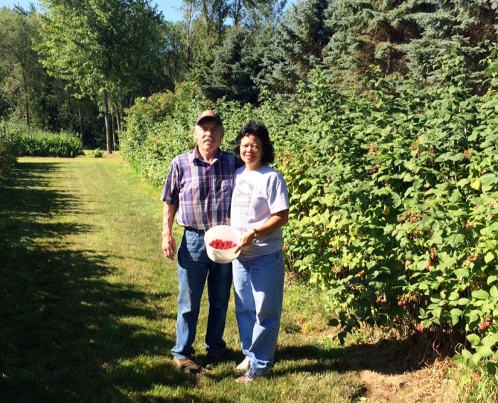 Russ and Carrie next to the Raspberries