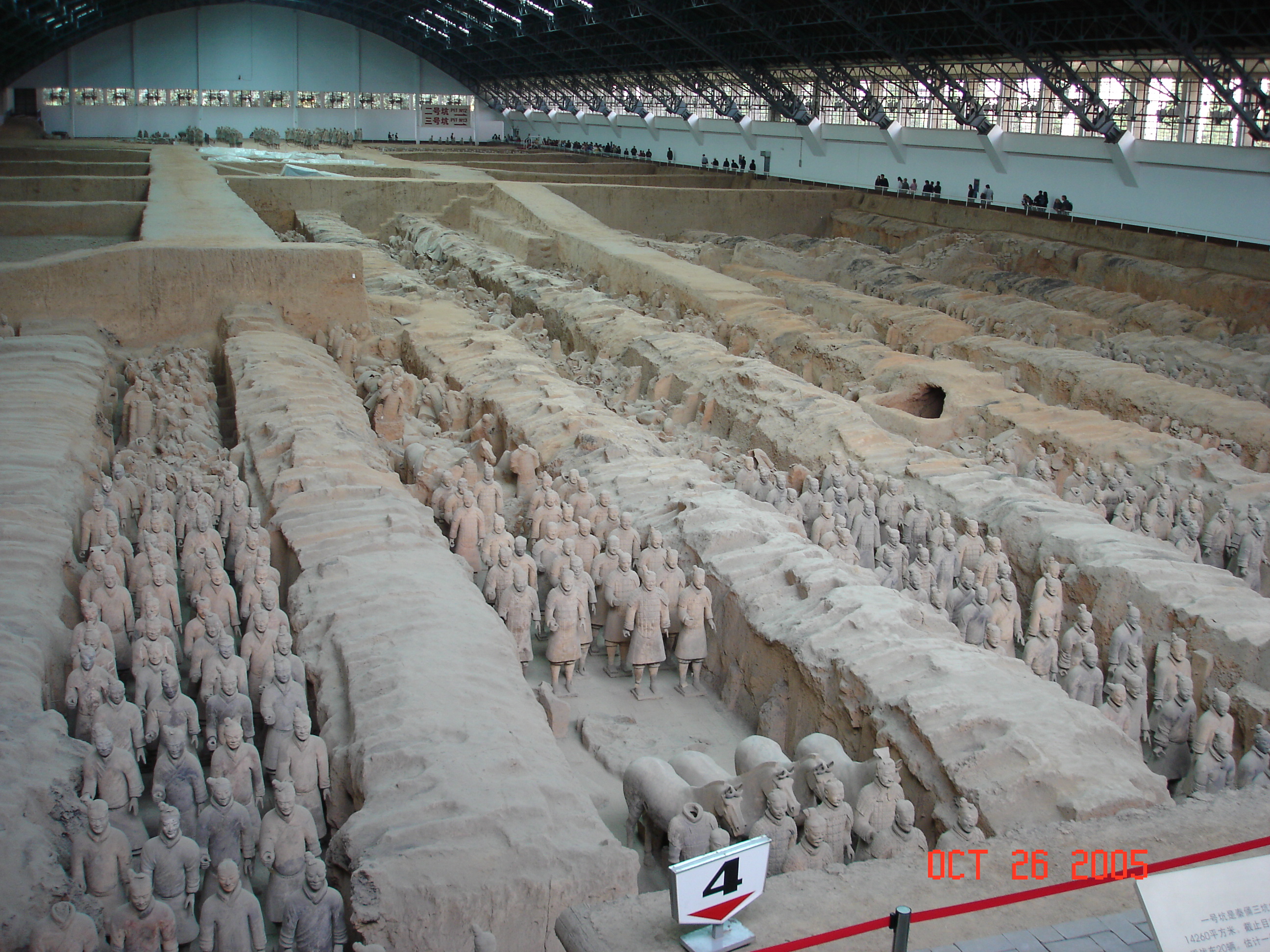 The main hall was huge, but this is only one of several areas of Warriors, most of which have not been excavated, nor has the Qin (Chin) emperors tomb.  He did this in about 200BC, rather than have his army burried with him, as was the custom.  His succes