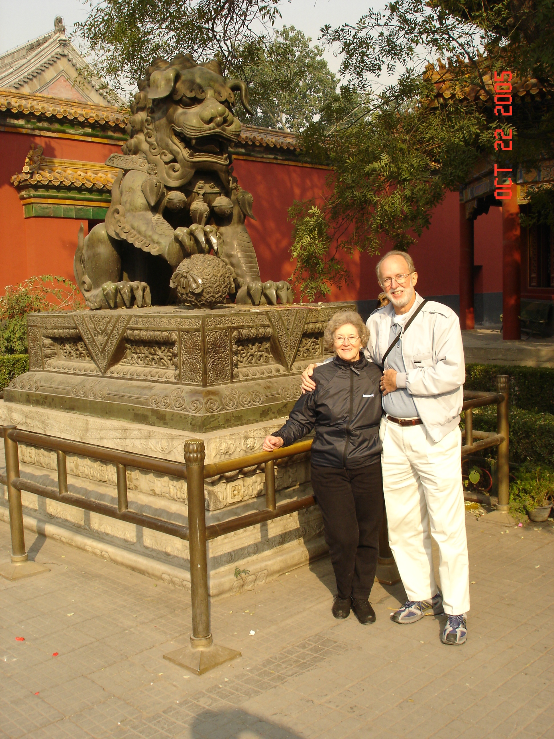 Lots of statues, especially of these &quot;Fu Dogs&quot; as we called them.  This is at a Bejing Lama Temple