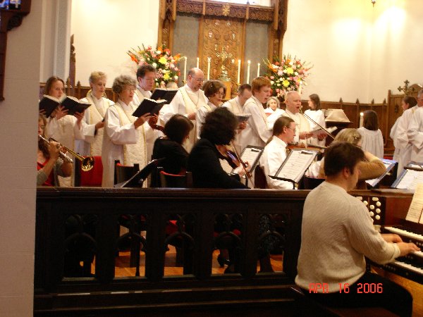 Judy at work Sunday morning.  Powerful music!