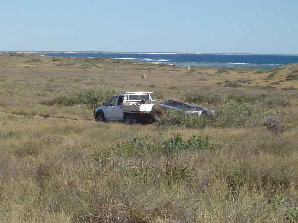 this is one of our rigs, working on the coastline of Waroora Station.  We stayed in the shearers quarters there