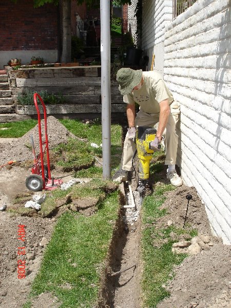 I had to dig a drainage ditch, but the good news is that the 60 pound jack hammer had no ill effects on either my back or my heart!!