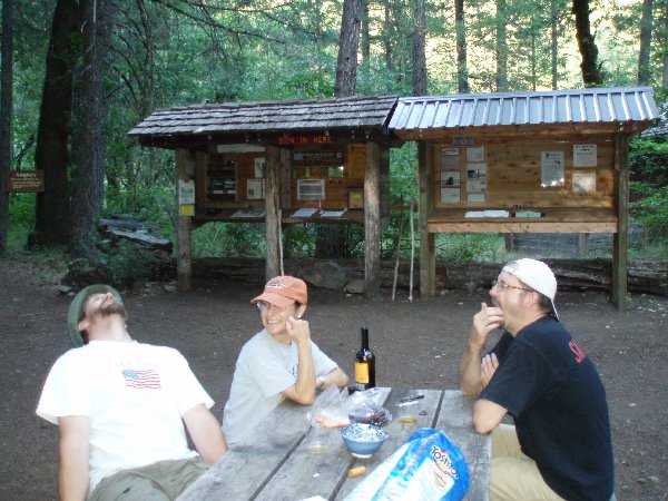 Jordan (out of sight to the left)accidentally hooked jason in the nose while practicing his casting.....