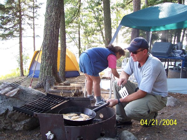 We had a few great walleye feeds cooked up in Dave and Pat's giant frying pan.  Took me a couple of attempts to get it right but eventually they were coming out golden brown