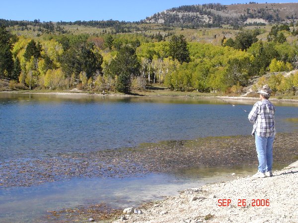 The highlight of our Ferron trip was fishing in Wrigley Reservoir.  When a fish was on you had to drag it over the weeds in order to land it, which didn't always work.