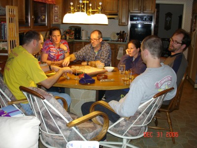 Scrabble - always a game in progress.  Chris remains champ, in spite of early &quot;setbacks.&quot;