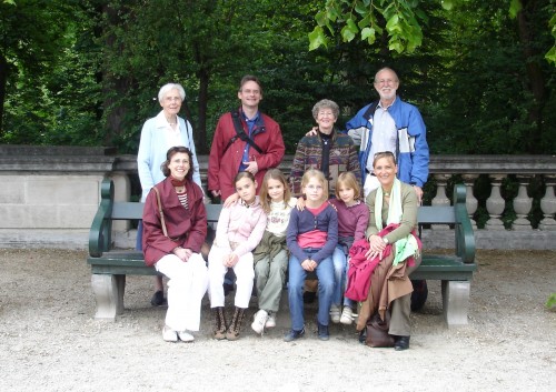 Next to Philippe is Francoise's mother, and in front of me is her sister Catherine, and the two girls in front of Philippe are hers.  The other girl is Marine's friend.